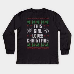 This Girl Loves Christmas Ugly Christmas Sweater Gift Kids Long Sleeve T-Shirt